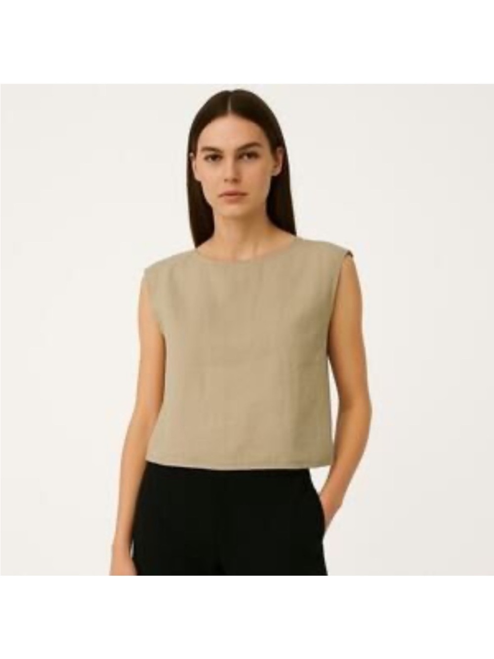 Abercrombie & Fitch Sleeveless Crop Tank in Tan
